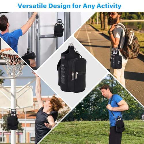 Image of icolor Magnetic Gym Bag Water Bottle Holder with Phone Pockets & Shoulder Strap,Sling Gym Magnetic Bag 5 Built-in Magnets Bottle Pouch Carrier Sleeve Gym Accessories Organizer for Men Women