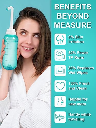Po Dusche 500ML,Podusche mit Taste,Popodusche mit Doppeldüse,Portable Bidet,Peri Bottle Intimdusche Wochenbett Frau,Toilette Wasserdichtes