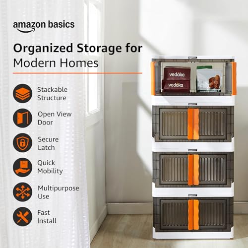 Image of Amazon Basics 4 Units Portable Multipurpose Large Cupboard for Home | Kids Organizer Box for Toys, Almirah for Books & Crockery Unit