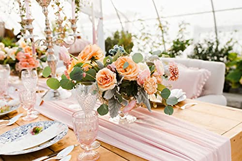 5 Pieces 10Ft Pink Chiffon Table Runner Rustic Boho Wedding Party Runners by QueenDream - Used condition - Image 6