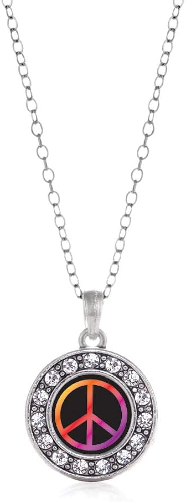 Inspired Silver - Silver Circle Charm 18 Inch Necklace with Cubic Zirconia Jewelry