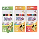 ZLXCAOB 36 Stück Buntstifte, 12 Farben pro Packung, glänzende Abdeckung, dreieckiger Stifthalter, Pappelmaterial, Skizzierstifte