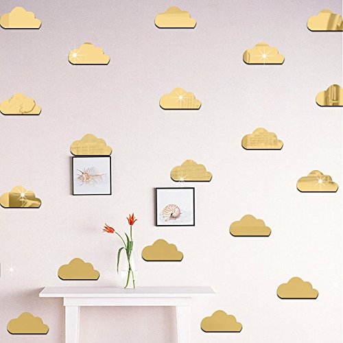 Vinilos Decorativos 3D Nubes Espejo Adhesivo Plata 10 Pzas miniatura 4
