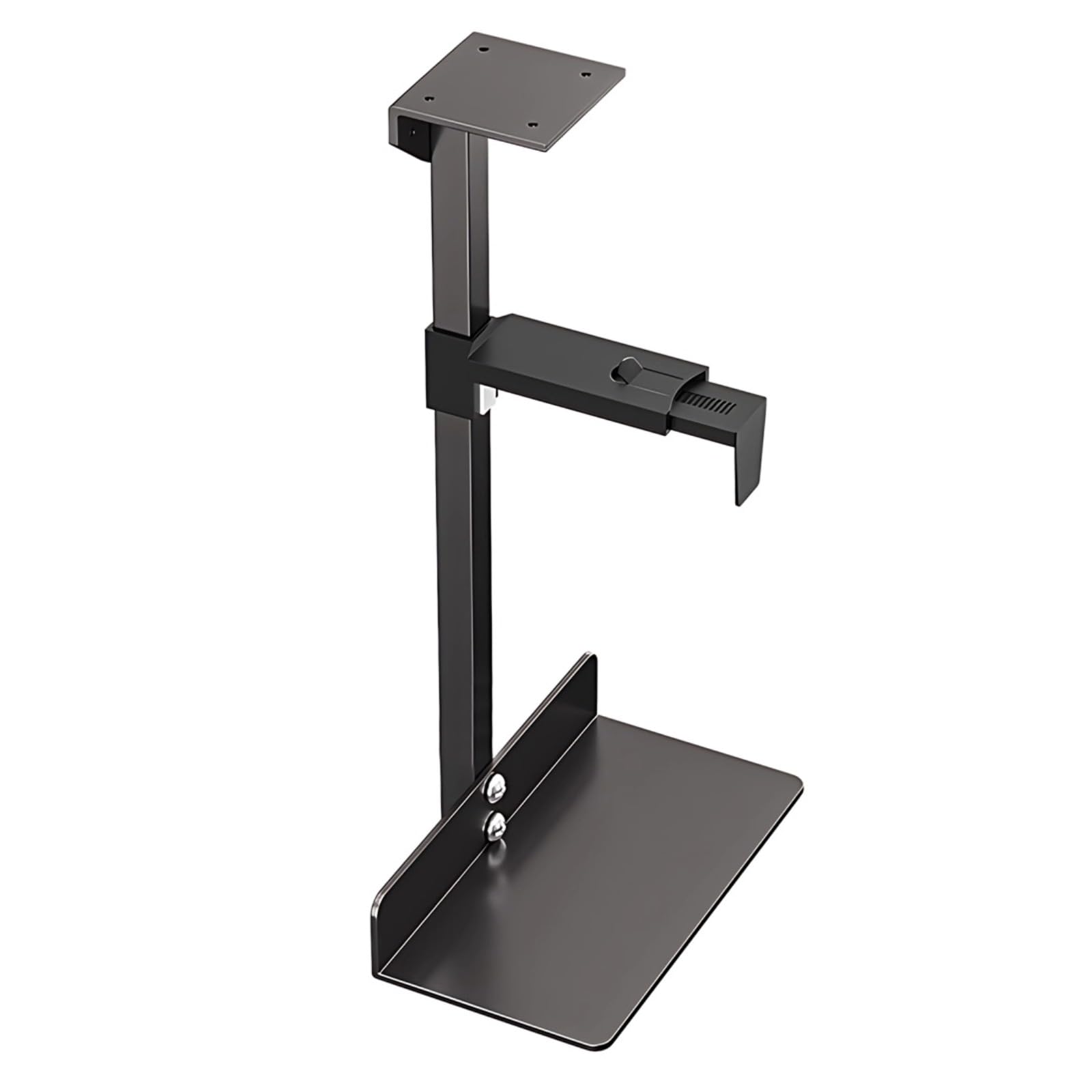 Supporto per CPU sotto la scrivania, supporto regolabile in metallo per computer con vassoio inferiore, staffa di supporto per PC desktop per case del computer, altezza e larghezza regolabili, 54,6 x