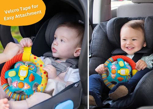 Kiddolab Steering Wheel Toy With Music,Lights,Sounds & Flip Up Mirror - Crib & Stroller Toys With Soft Fabric And Velcro Tap For Easy Attachment. Car Seat Toys For Babies And Toddlers. Ages 3 Months+ #TOP1