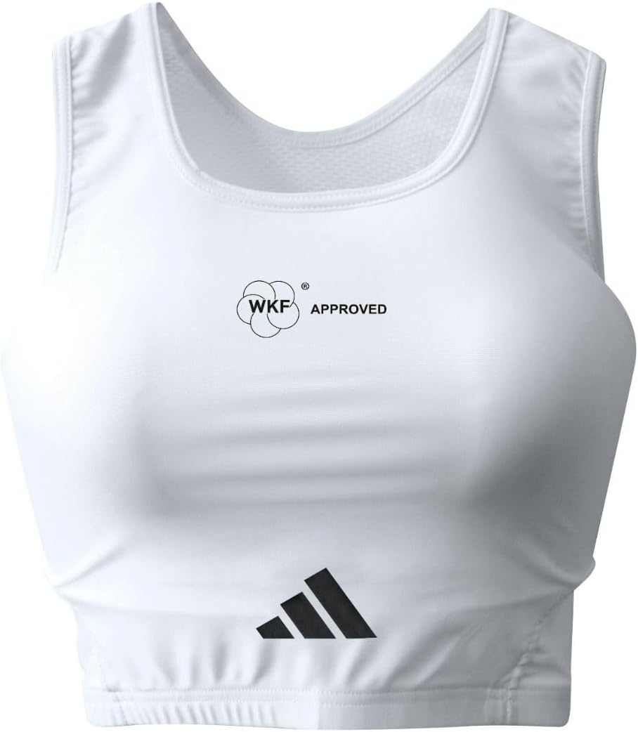 adidas Women Lady Female Karate Chest Guard, Body Protector - WKF Approved - White