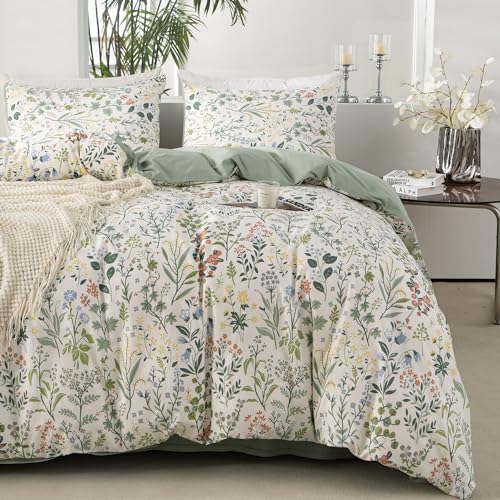 Bupird BU0503-LILO-T Floral Twin Duvet Cover 100% Soft Cotton 3 Pieces Flower Bedding Set thumb #1