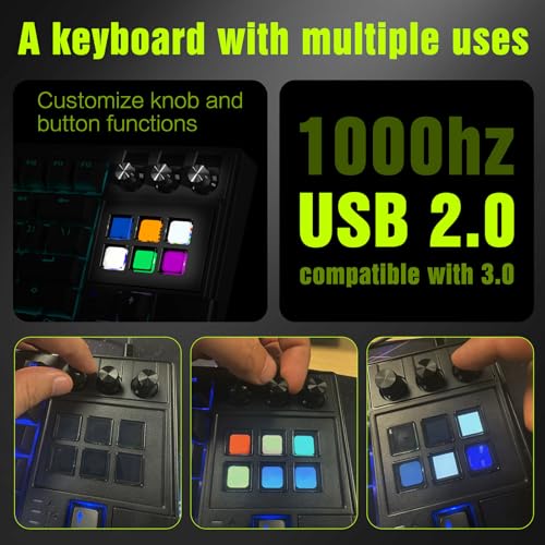 Clavier mécanique tactile rouge switch silencieux écran LCD avec 3 encodeurs rotatifs RVB - 5