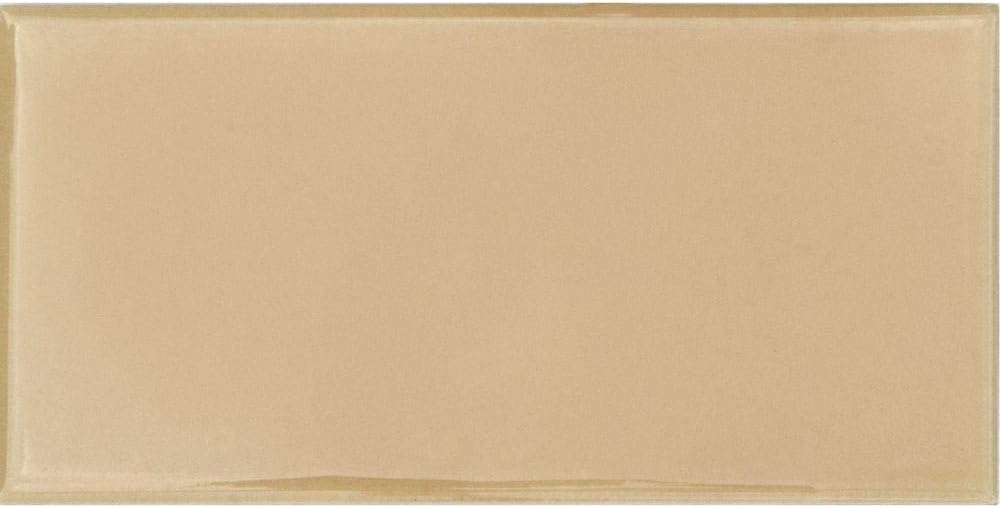 Hand-Painted Ceramic 3" x 6" Glazed Field Tile in Crema