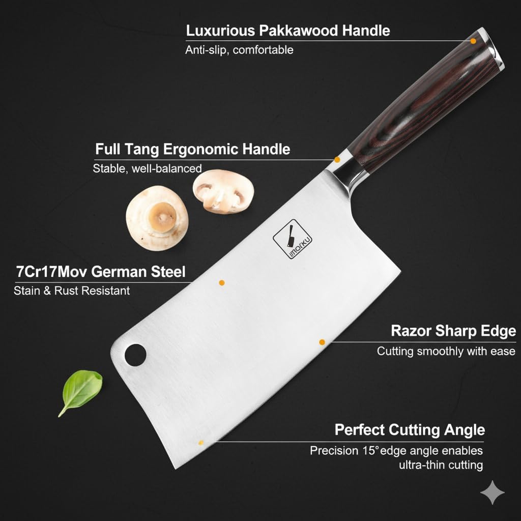 imarku Santoku Knife 5 inch and Meat Cleaver 7 Inch