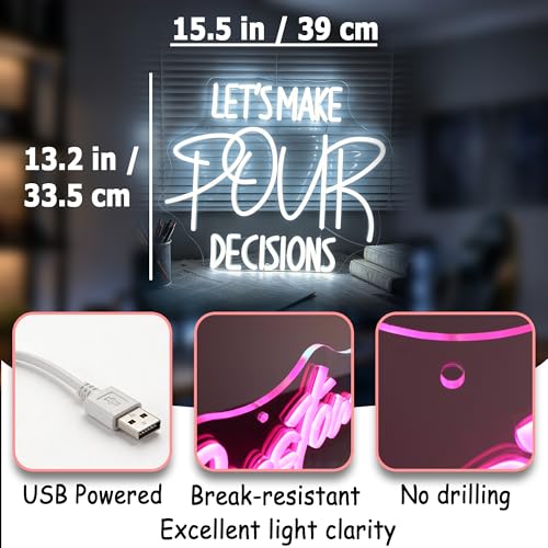 Image of White Neon Sign Led Neon Lights Signs for Wall Decor USB Powered Led Signs for Room Decoration-Let's Make Pour Decisions
