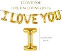 AMFIN (Pack of 73) I Love You & Heart Foil Balloon Decoration Items, Birthday, Anniversary, Valentine Day Combo - Red & Gold gallery image
