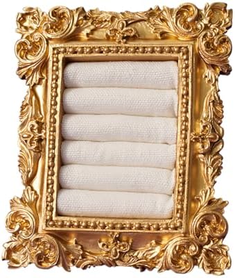 Vintage Gold Ring Holder 3.94x3.54 In,Suede Lined Jewelry Display Stand, Engagement Ring holder Photography Prop for Wedding Decor, Bridesmaid & Engagement Gift