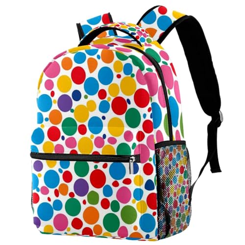 Sac à dos enfant à pois multicolore avec grand intérieur pour école et voyage