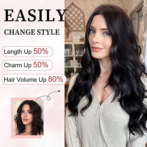 Ubeleco Invisible Wire Hair Extensions With Transparent Wire Adjustable Size 4 Secure Clips Curly Long Synthetic Hairpiece 16 Inch Golden Blonde With Highlights For Women #TOP5