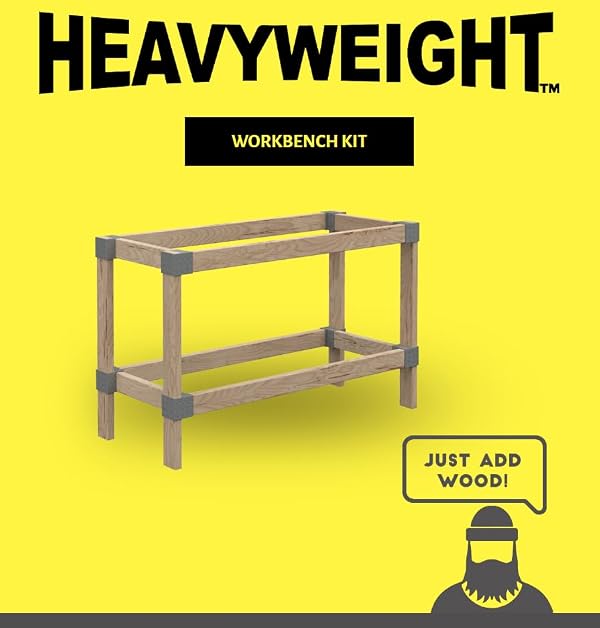 Heavyweight DIY Workbench Hardware Kit, 24 in W x 48 in D, 500 lb Capacity, Easy 90 Cuts, Lumber Not Included, Gray Plastic Brackets by Knape & Vogt - Image 6