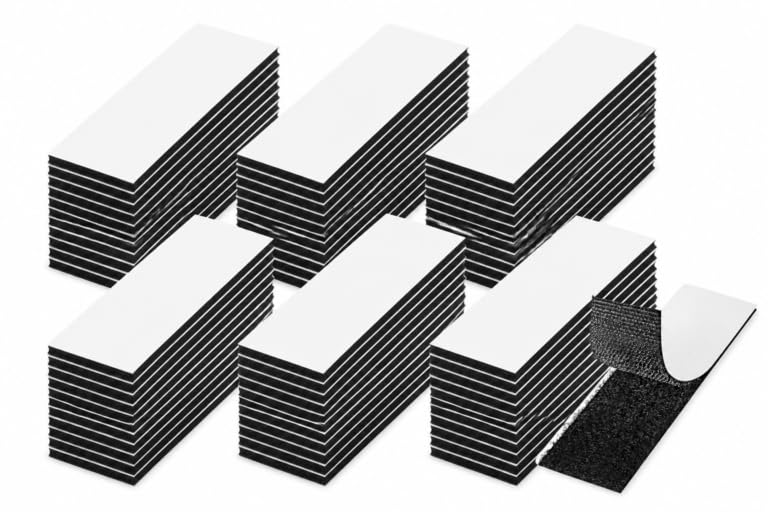 60 Sets Hook and Loop Tape Sticky Back, 3 × 10 cm Double Sided Sticky Pads Self Adhesive, Double Sided and Removable for Walls, Floor, Plastics, Glasses, Metals