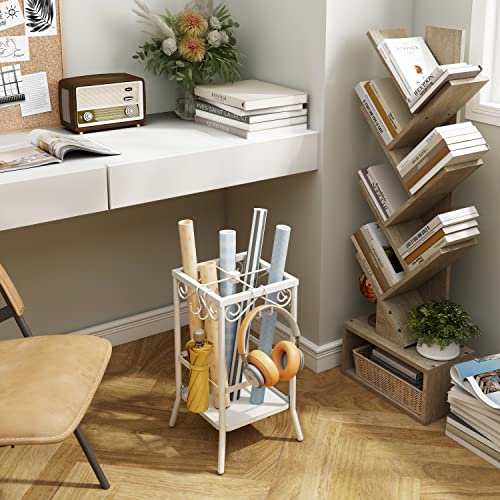 Hoctieon 6 Tier Tree Bookshelf, 6 Shelf Bookcase With Drawer, Modern Book Storage, Utility Organizer Shelves For Home Office, Living Room, Bedroom, Greige #TOP1