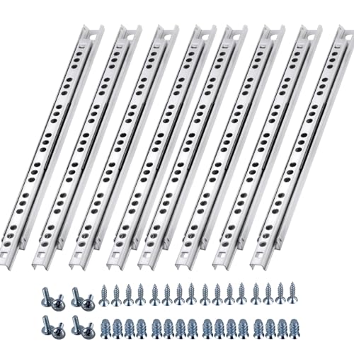 8 Stück(4 Paar) Schubladenschienen, 310mm 17mm Nut Schienen für Schubladen, Schubladenauszug mit Schrauben, Schubladen Schienensystem für Schränke Lagerschränke Schubladen
