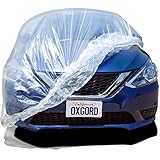Bulk Lot of 5 -- Plastic Car Covers with Elastic Band 12 X 22 Feet Disposable Temporary Paint Dust for Automobiles