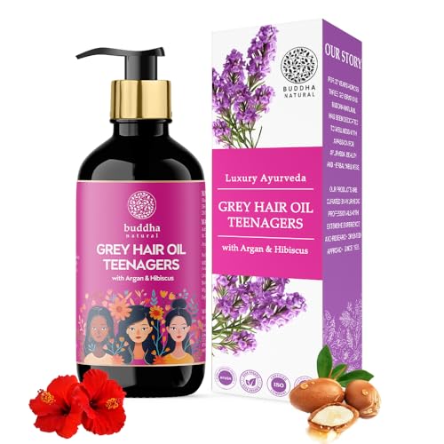 Image of Buddha Natural Grey Oil For Teenagers (200 ML) - 100% Ayush Certified - Helps to Restore Natural Dark Color and Shine of Hair