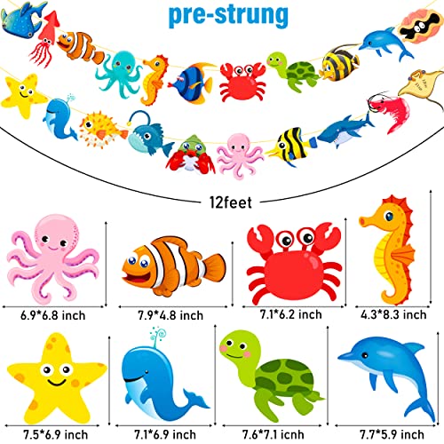 2Pcs Sea Animal Banners Under The Sea Party Decoration Sea Animals Life Banners For Ocean Theme Party Birthday Party Decorations Under The Sea Baby Shower Supplies #TOP1