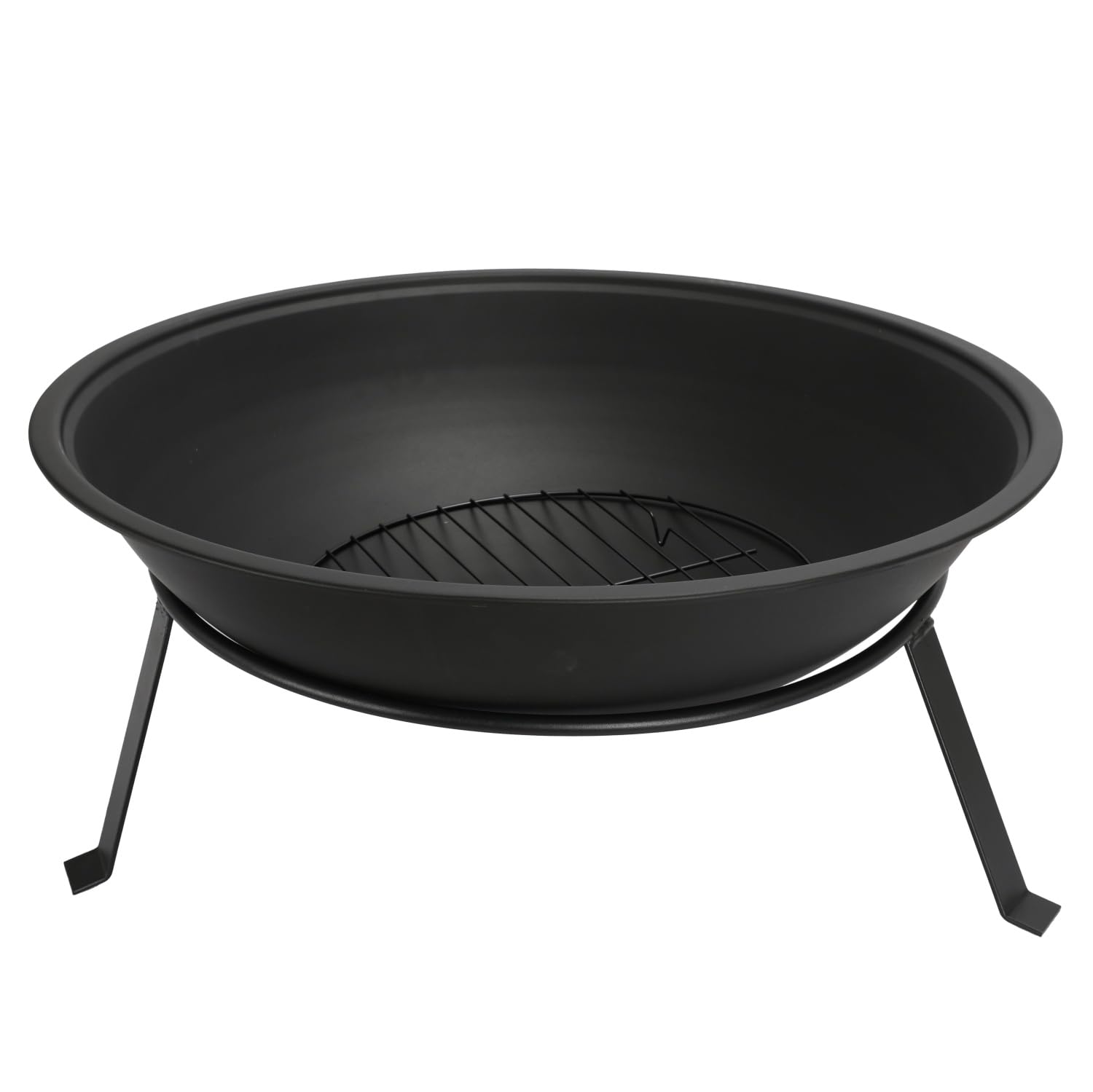 Adler Europe AD 6818 Braciere da giardino da 55 cm con griglia, braciere in acciaio per esterni per legna e bricchette di legno