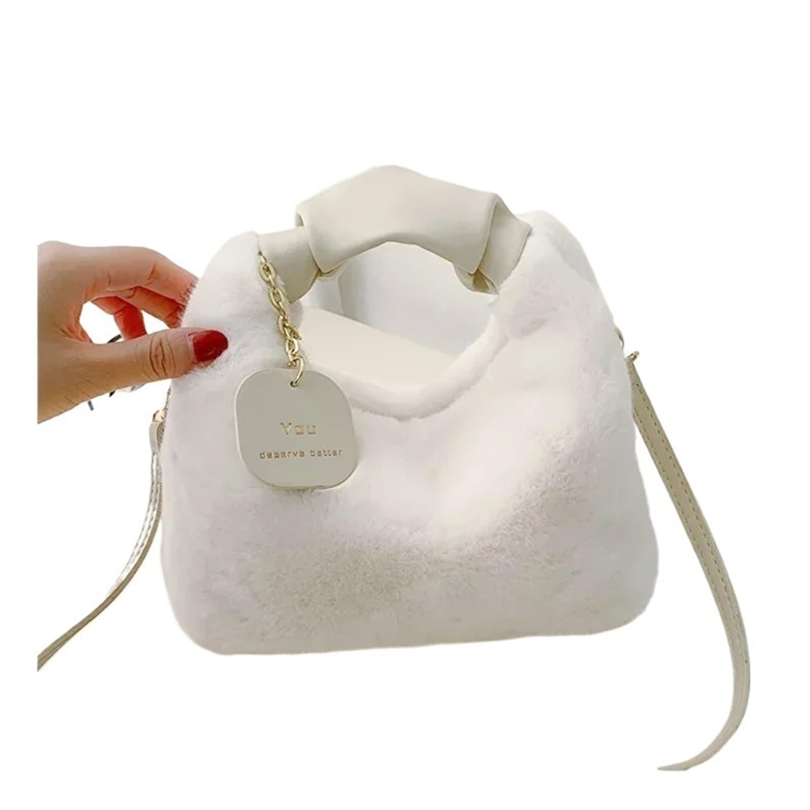 Plüschtasche Damen Mit Kunstpelzquaste – Weiche Schultertasche, Flauschig & Stylisch Für Winter & Alltag