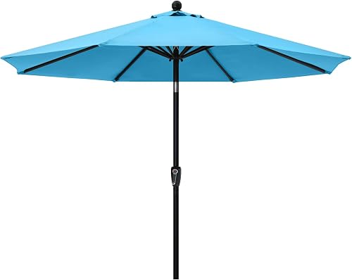 ABCCANOPY 10FT Patio Umbrella - Outdoor Waterproof Table Umbrella with Push Button Tilt and Crank, 8 Ribs UV Protection Pool Umbrella for Garden, Lawn, Deck & Backyard (Turquoise)