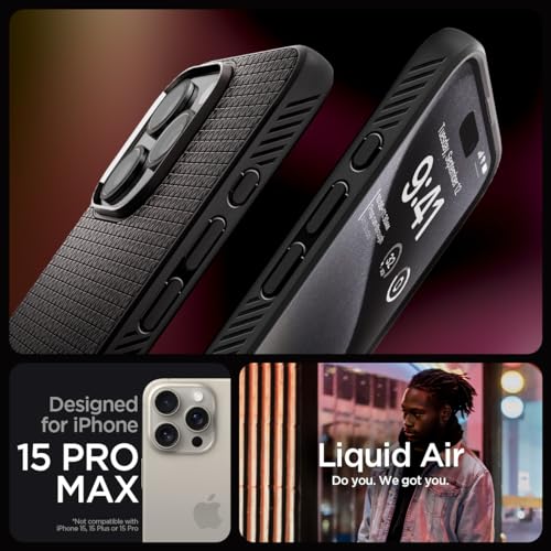 Spigen Liquid Air Designed for iPhone 15 Pro Max Case (2023) [Military-Grade Protection] - Matte Black by Spigen - Used condition - Image 2
