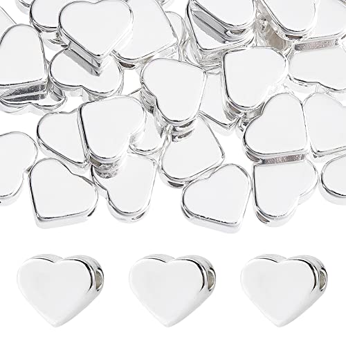 Perles intercalaires cœur en métal argenté de haute qualité pour finitions de bijoux
