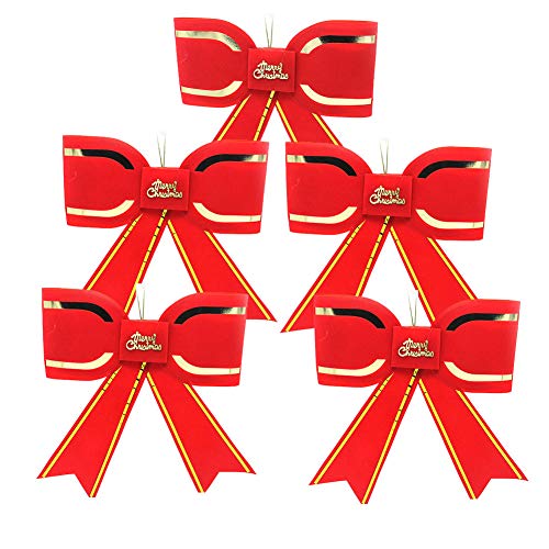 SpringPear® 5 Stück Rot Mittel 9 x 11,5 cm Weihnachten Schleifen Dekoration für Weihnachtsbaum Christmas Party Geburtstage Hochzeiten Geschenken Verpackung Zubehör Cover