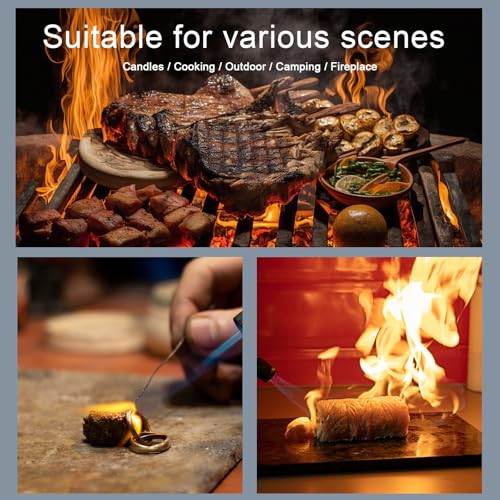 Stick Lighter Kitchen Torch Lighter with Jet Flame and Standard Flame Refillable Flame Adjustable and with Safety Lock - Ideal for Barbecue, Fireplace or Campfire (Butane Gas NOT Pre-filled)