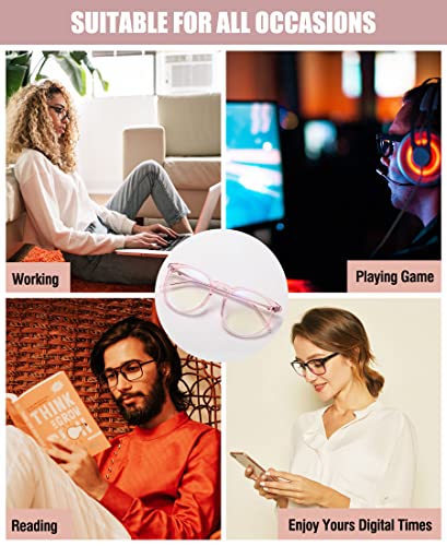 Image of DUCO Retro Round Blue Light Glasses For Men Women Blue Ray Blocking Glasses Computer Gaming Glasses Nylon Lens Acetate Frame Pink 8301