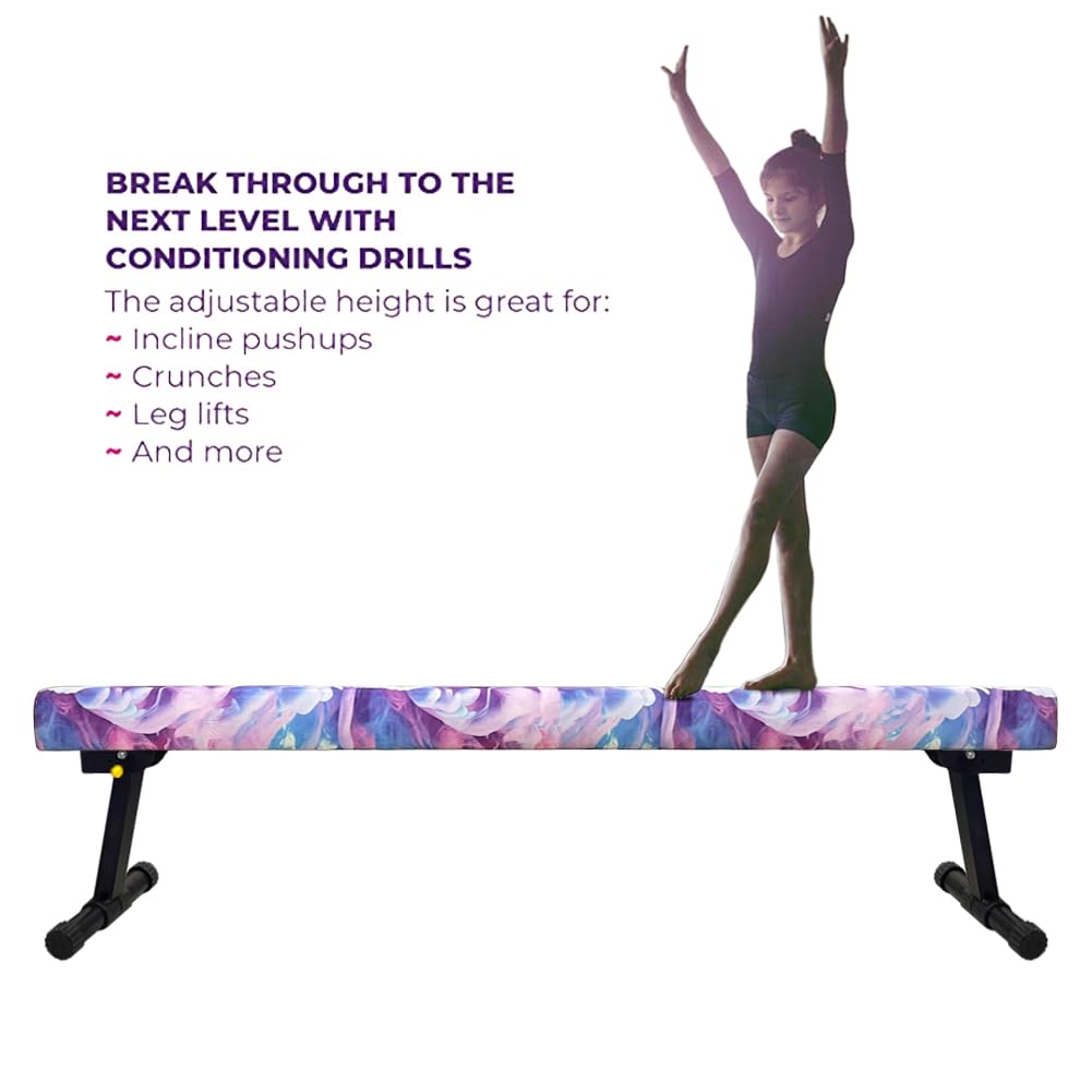 Peakpath 8FT Adjustable&Foldable Gymnastics Balance Beam,Home Gym Equipment,Easy Assembling and Storage,No Tool Require,for Kids Children Girls Training