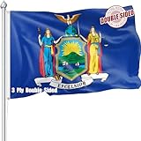 Nuibers New York Flag 3x5 FT Sturdy for Outside, Heavy Duty 3Ply Polyester New York State Flags Outdoor, Double Sided Long Lasting NY State Flag Brass Grommets