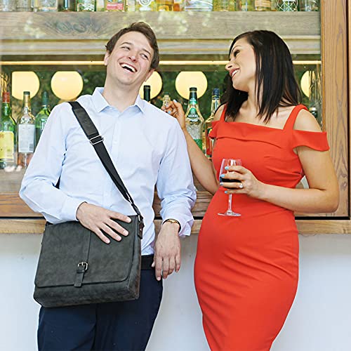 Portovino Wine Messenger Bag - Vegan Leather Wine Bag With Hidden Insulated Compartment And Dispenser That Holds And Pours 2 Bottles Of Wine Perfect For Traveling, Concerts, Bachelorette Party - Slate #TOP6