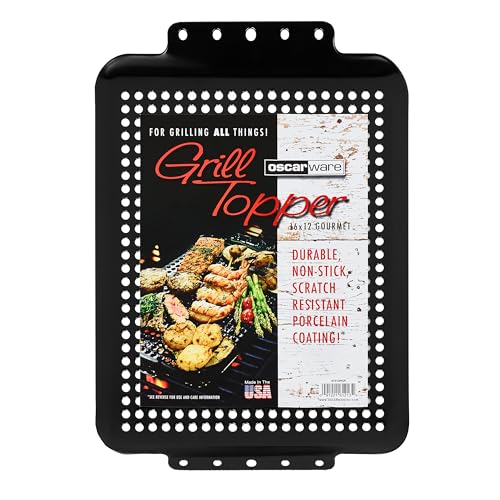 Oscarware Porcelain Coated Grill Topper â€“ 16" x 12" BBQ Accessory for Grilling Meat, Veggies & More â€“ Perfect for Tailgates & Camping