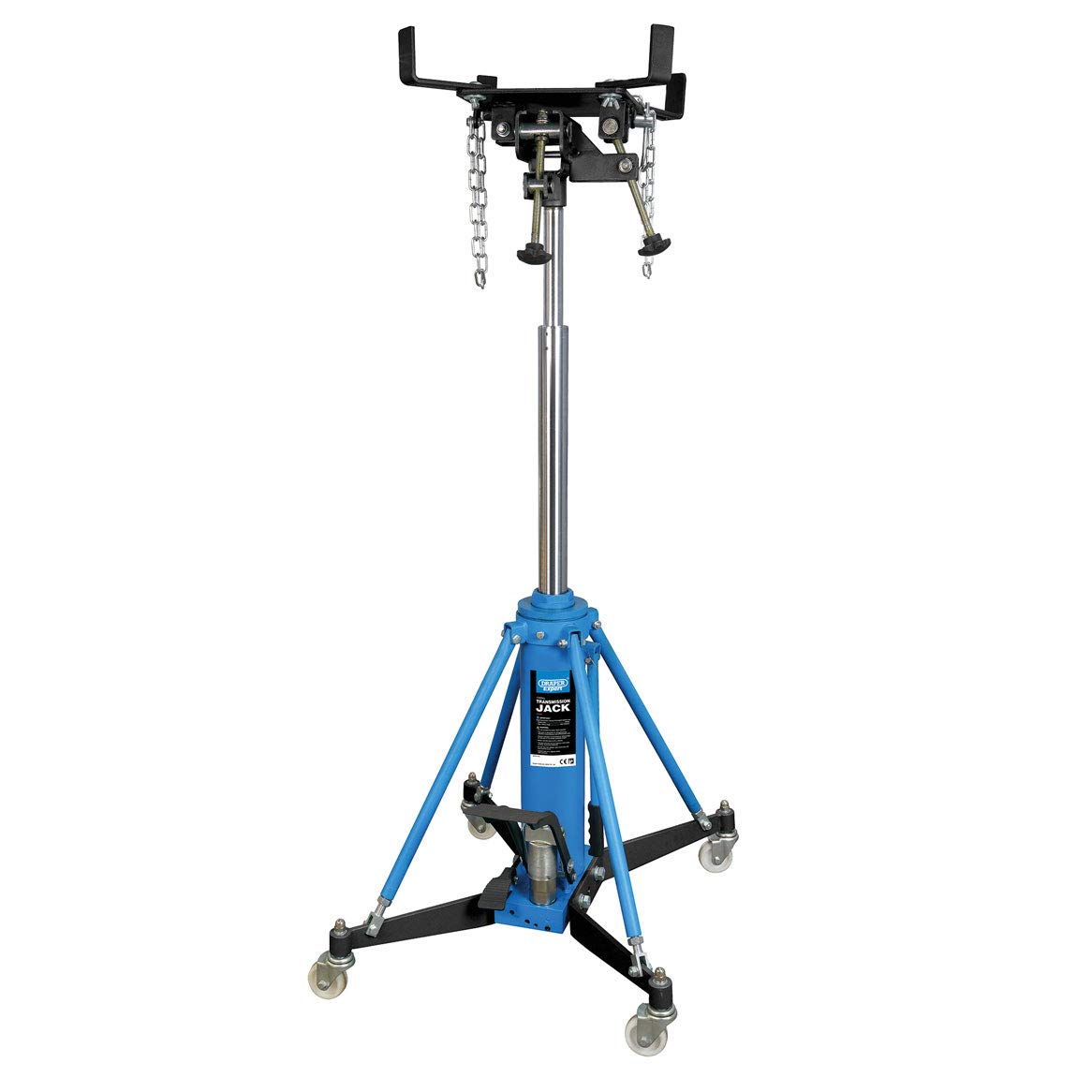 Draper Vertical Transmission Jack - 1000kg Capacity - Blue - Telescopic Twin Stage Ram - LCS and Overload Valve