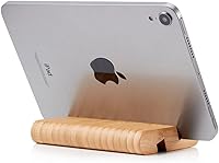 Vista 5 de Bamboo Cell Phone Stand Wooden Tablet Stand for Desktop, Wood Cell Phone Holder Desk Tablet Holder Mobile Stand for iPhone iPad Tablets and All
