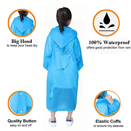 Hlkzone Raincoat For Kids, [2 Pack] Eva Kids Rain Coat Reusable Rain Poncho Jacket For Boys And Girls 6-13 Years Old #TOP2