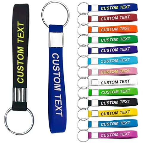 SGIBYN 50(1-500) Custom Silicone Name Keychain Wristlet Personalized Key Chains Bulk Customized Promotional Keychains Bulk Cover