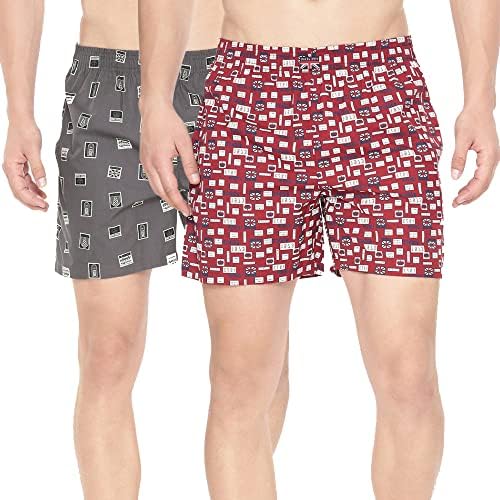 Pepe Jeans Men's Printed 100% Cotton Regular Fit Long Boxer Shorts | Pack of 2 Stylish AOP Long Boxers for Innerwear & Lounge Wear | Soft Breathable Fabric | Elastic Waistband | Everyday Comfort