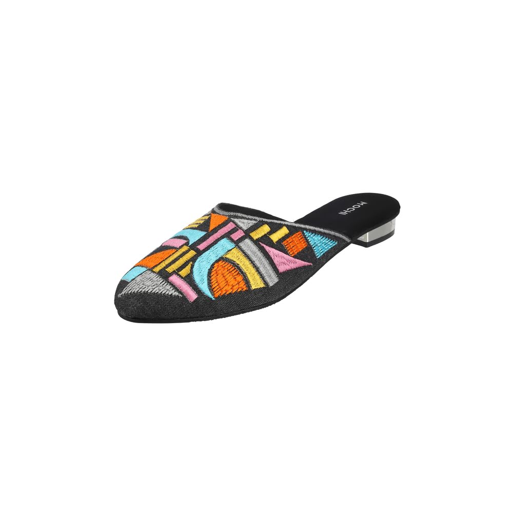 Mochi Women Black Suede Embroidered Ethnic Mule Shoes (B0D9Y3LTV7) Amazon Price History, Amazon Price Tracker