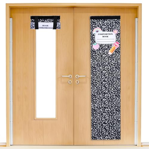 JANYUN 2 Pack Back to School Composition Classroom Door Curtains