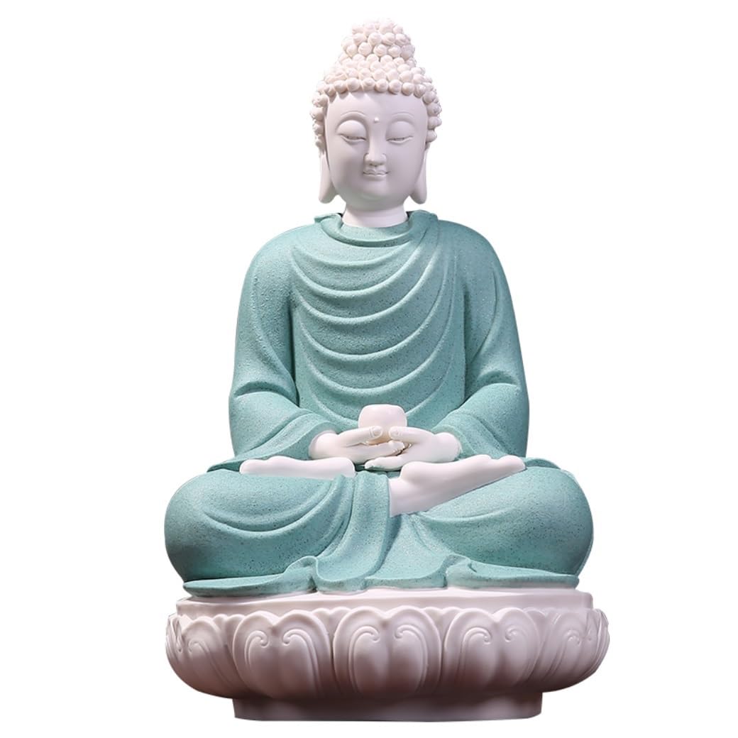 GAOJUNAN Buddha Statue,Zen Altars, 14.5 Inch Buddha Statue Sitting Decoration Sculpture Meditating Peace Harmony For Home Decor Desk Shelf Decoration(A)