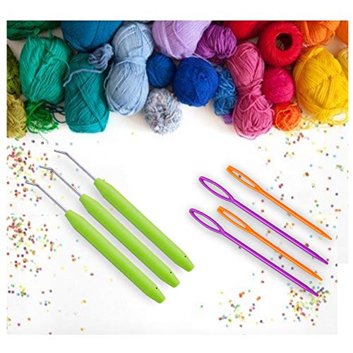 Loom Knit Hook Set, Crochet Needle Hook Kit, 8 Pcs Green Knitting Loom Hook With 12 Pcs Colorful Plastic Sewing Needles For Knitting Looms Knitting Boards #TOP5