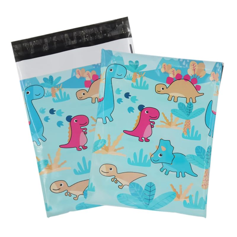50x Designer Poly Mailer Bag Mailing Postal Bags Gifts Shipping Wrapping Design Pattern Envelope for Mail (Dinosaur)