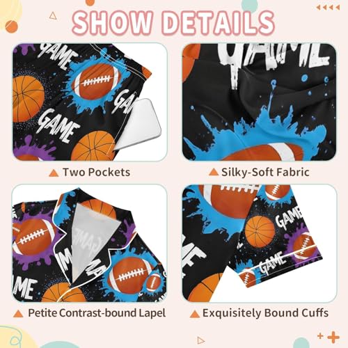 senya Basketball Shoot Satin Summer Pajama Sets Silk Short Sleeve Button Down Sleepwear3