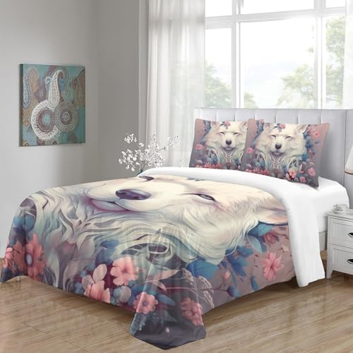 Housse de couette loup 3D microfibre en format super king 260x220cm - 5